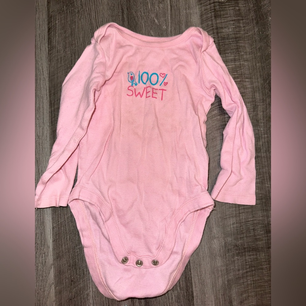 Place Pink '100% Sweet' Long Sleeve Bodysuit
